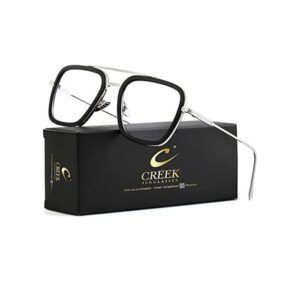 CREEK Blue Light Blocking Blue Cut Zero Power anti-glare Retro Square Eyeglasses