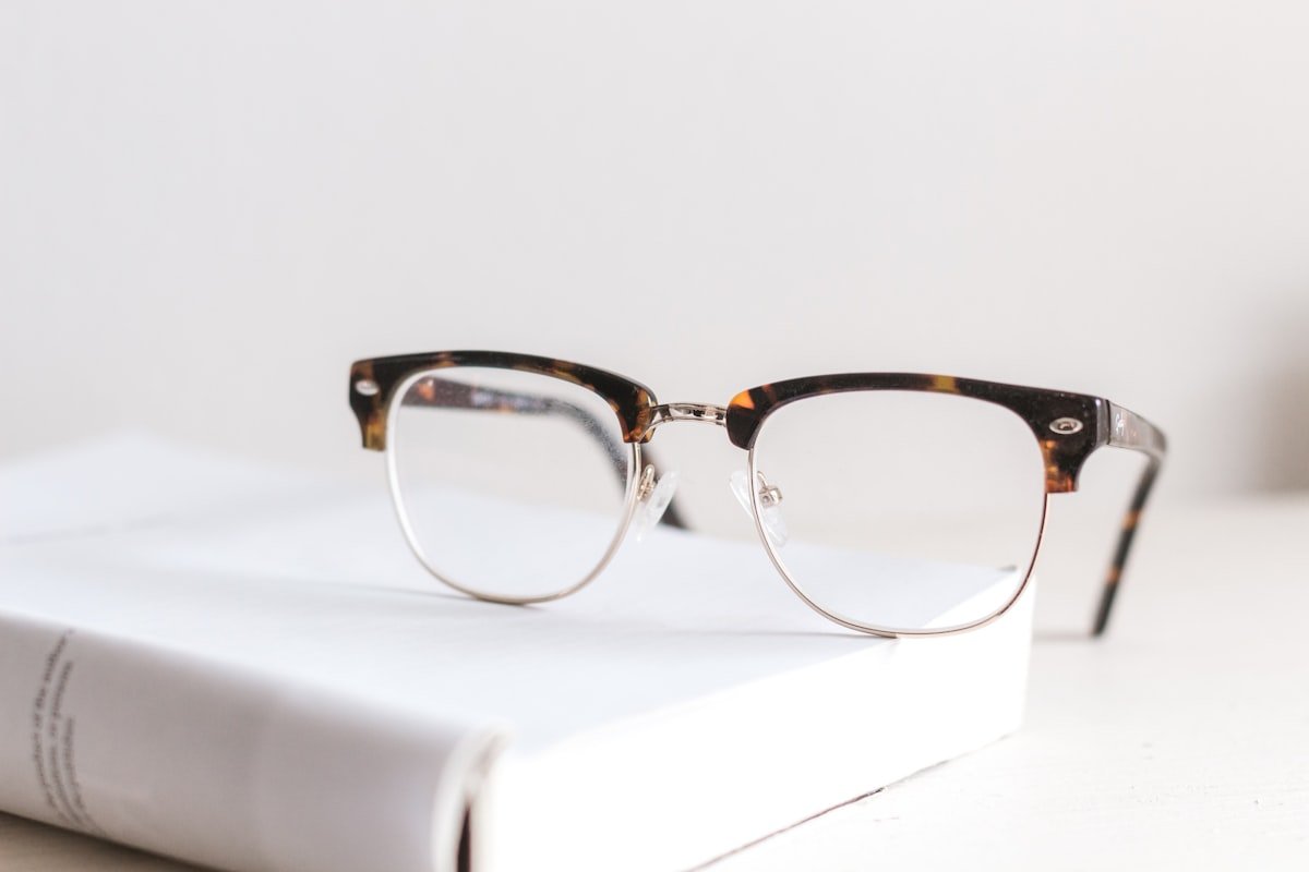 Stylish model wearing glasses
