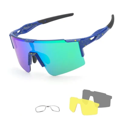 LO SPORT S3224 Interchangeable Lens Shield Cycling Sunglasses - front view