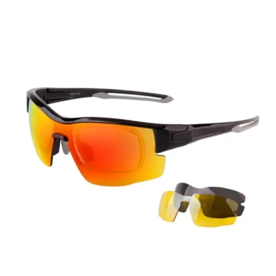 LO SPORT S3357 Interchangeable Lens Half-Rim MTB Sunglasses - front view