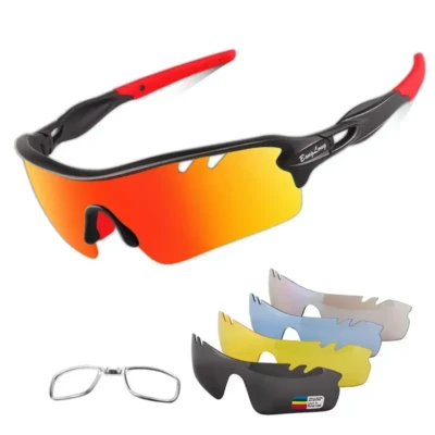LO SPORT S3450 Interchangeable Lens Half-Rim Cycling Sunglasses - front view