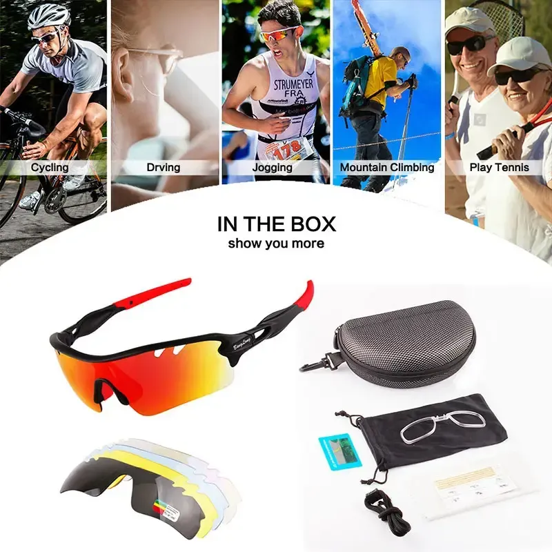 LO SPORT S3450 Interchangeable Lens Half-Rim Cycling Sunglasses - detail view