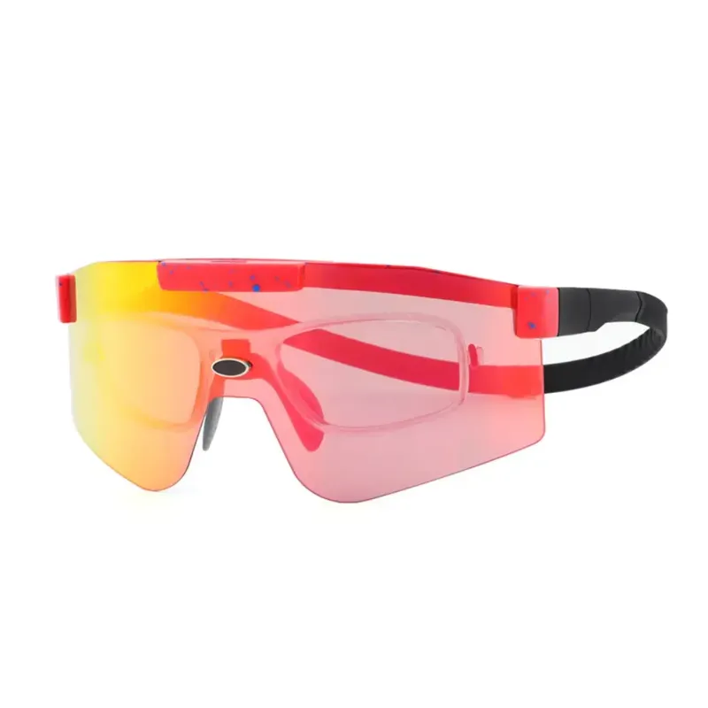 LO SPORT S3490 Magnetic Interchangeable Shield Cycling Sunglasses - angle view